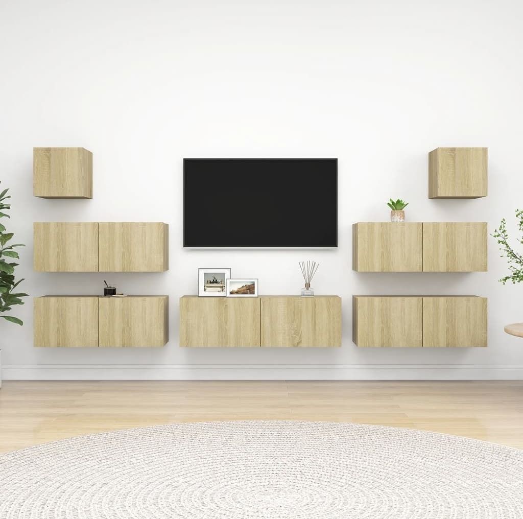 Maison Exclusive - 7-tlg. TV-Schrank-Set Sonoma-Eiche Holzwerkstoff