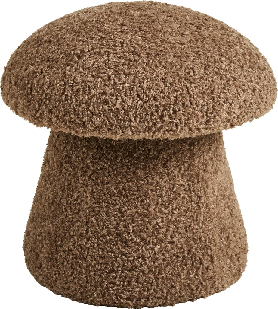 Pouf Gida Ø45 cm imitation fourrure brun - Gain de place et confort max
