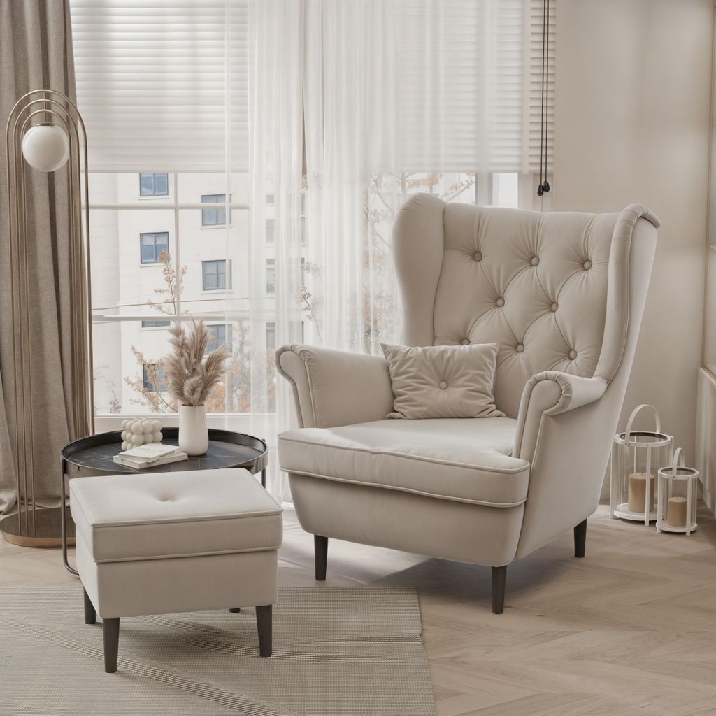 Idohome - Ohrensessel mit Hoker SCANDI im skandinavischen Produktbild 
