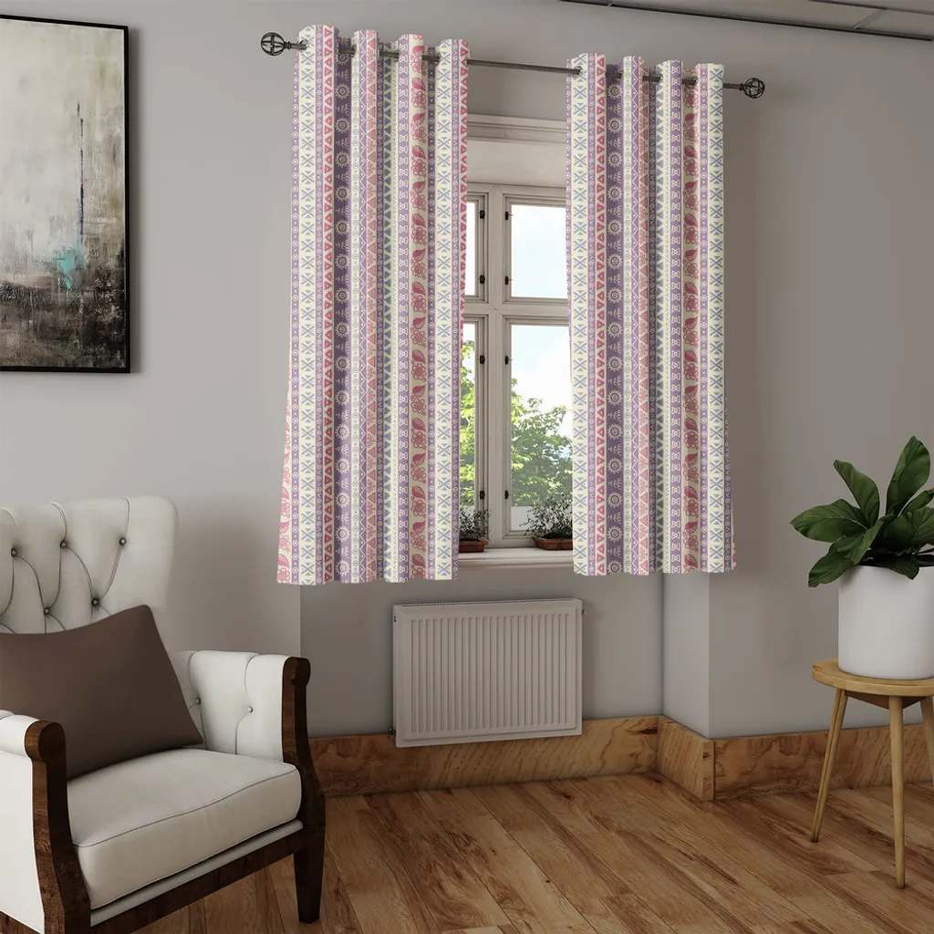 Rideau à œillets occultation douce pour chambre - Style ethnique rose