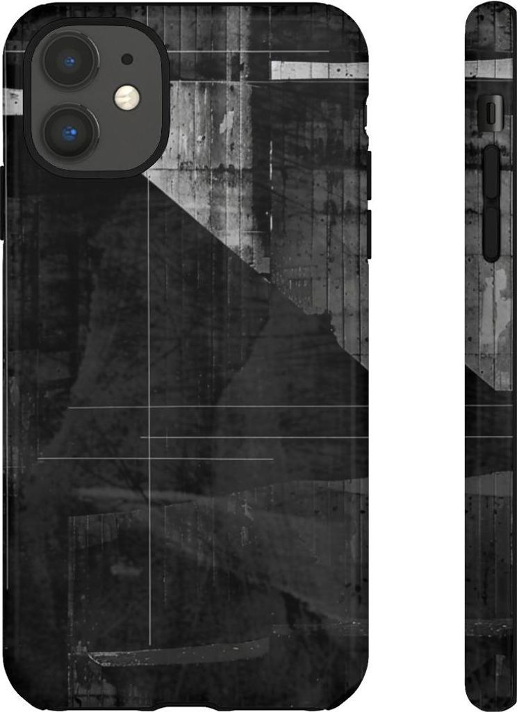 Schwarz-weißes abstraktes Geometrie-Muster – Hülle Kompatibel mit iPhone 11
