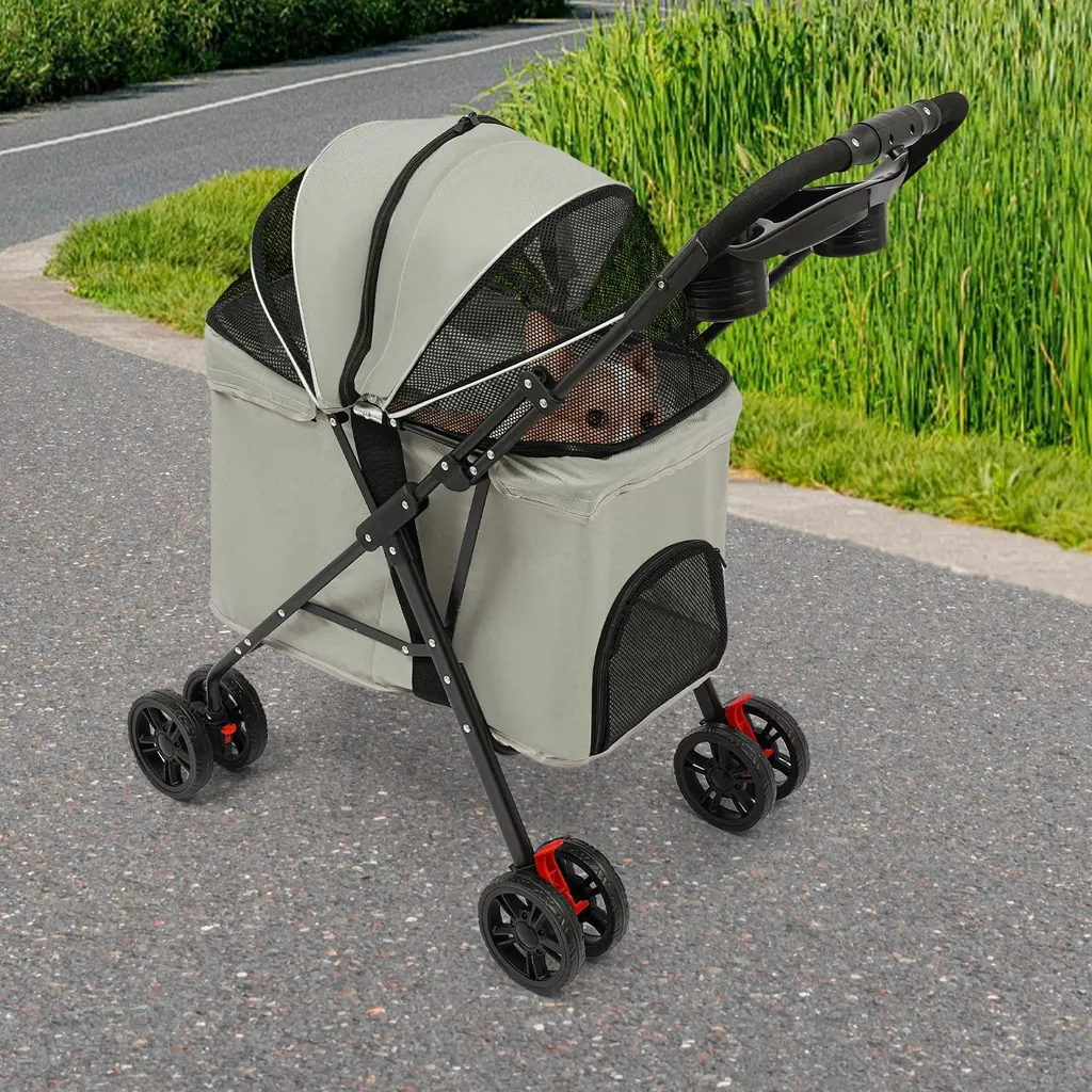 Poussette animaux pliable imperméable : la solution voyage serein - 9