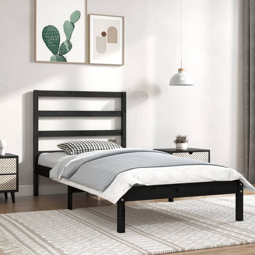 Maison Exclusive - Massivholzbett Schwarz Kiefer 100x200 cm