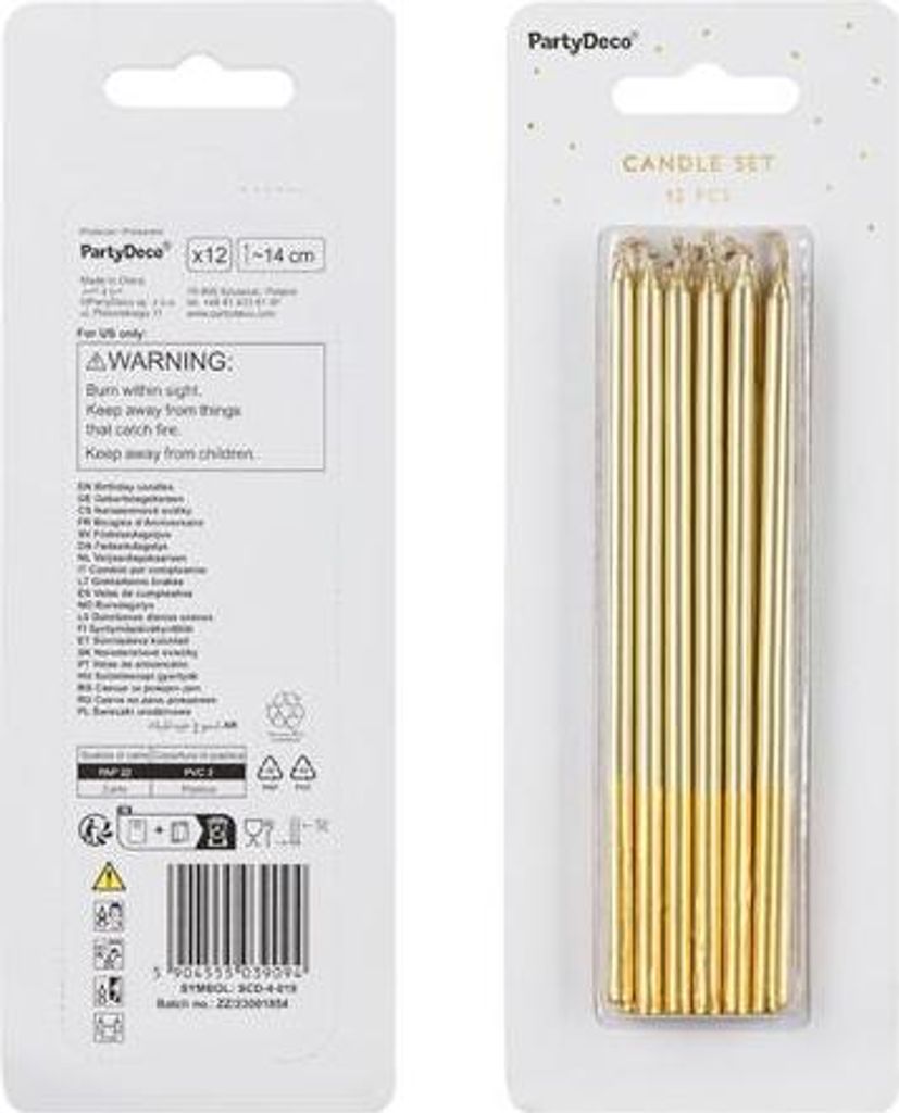 Glatte goldene Geburtstagskerzen 14 cm 12 St. Produktbild 