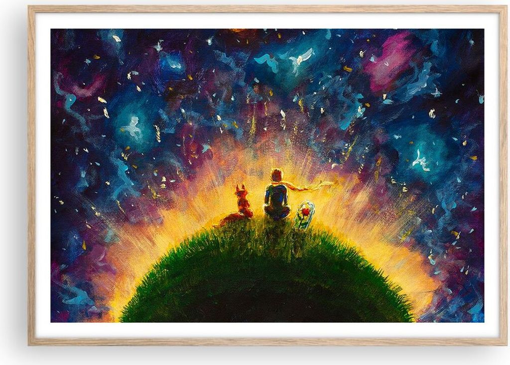 Gerahmtes Poster - Rahmen in heller Eiche - Mann Natur - 100x70 cm - Wand Bild - Wanddeko - Wandbilder - Kunstposter - Wandposter - Bilderrahmen - ...
