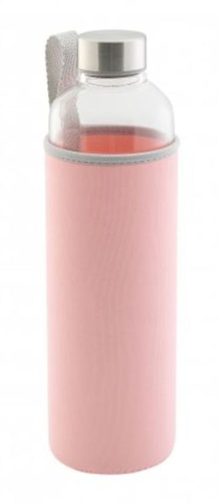 Trinkflasche, Glas, rosa, ca. 0,5 l