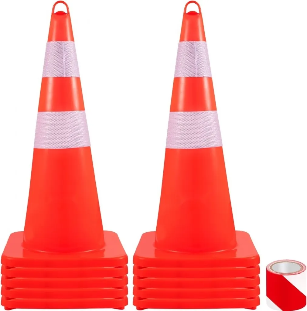 Cône de sécurité pour balisage de chantier et parking - 10 x 28 pouces