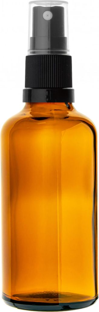Braunglasflasche 30 ml mit schwarzem Zerstäuber, Gewinde 18/415