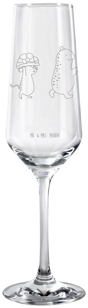 Mr. & Mrs. Panda Champagnerglas Schildkröte Maus - Transparent - Geschenk, Freundinnen, Proseccoglas, Trinkglas, Glas, Beste, Sektkelch, Spazieren...