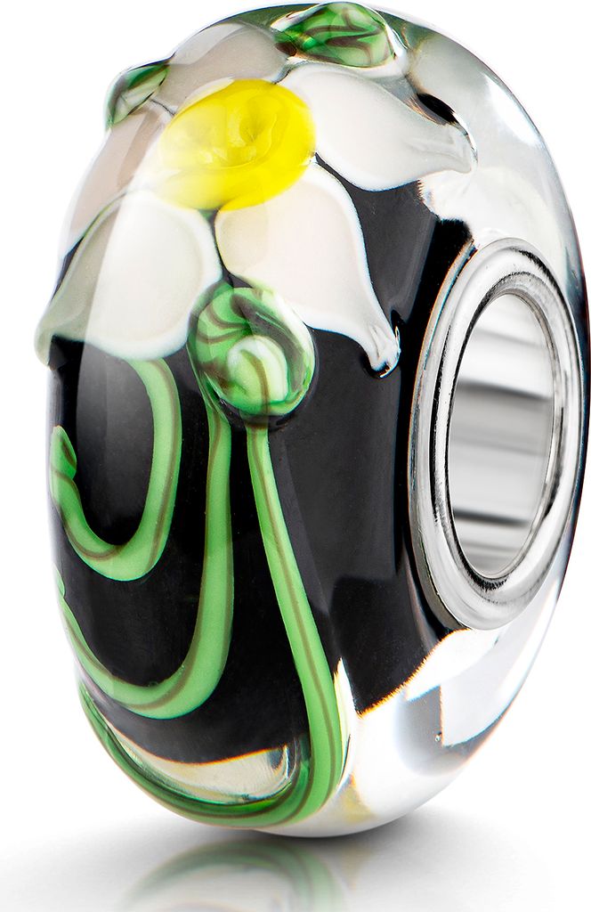MATERIA by Matthias Wagner 3D Glas Bead schwarz Gänseblümchen für Beads Armband 1490
