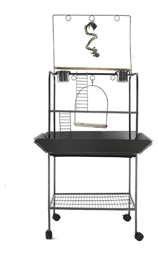 Aire de jeux pour oiseaux : perchoir pour perroquets en fer noir