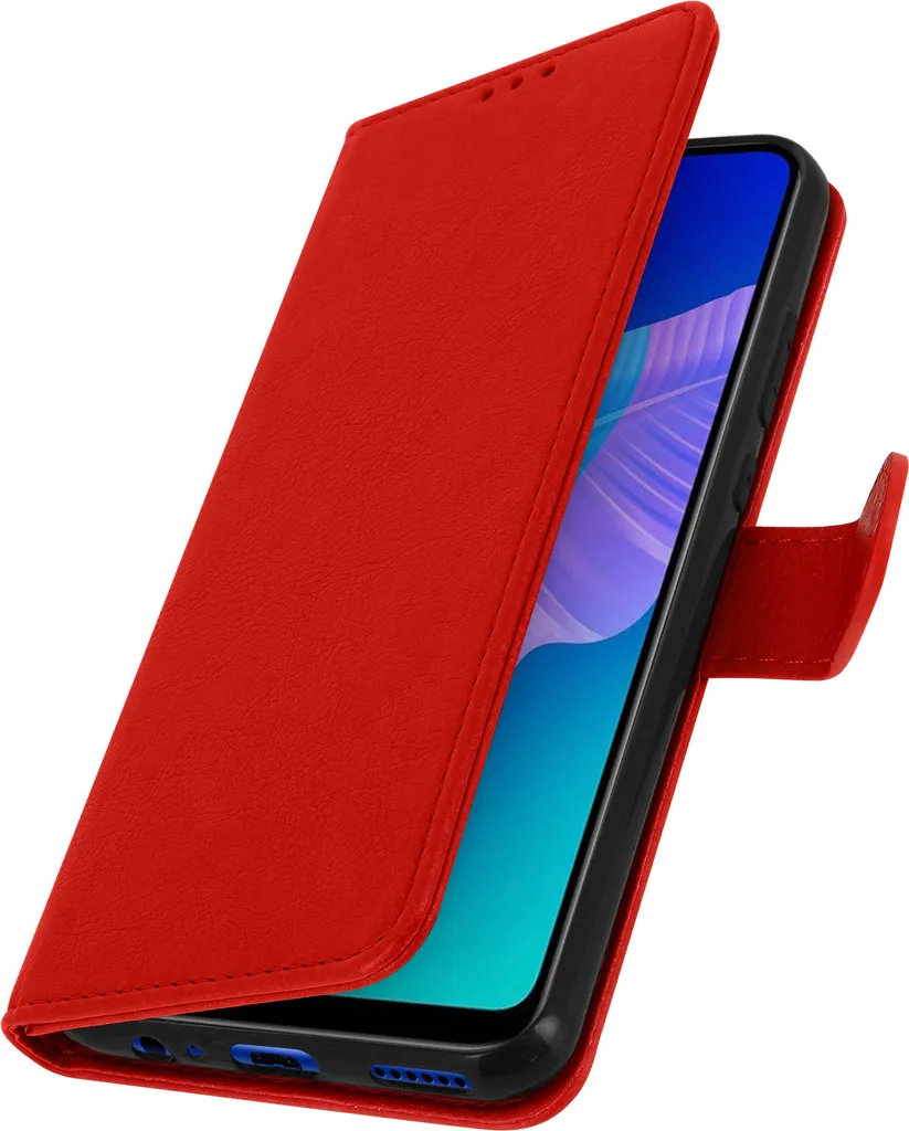 Cover Huawei P40 Lite E Rosso - Pelle Sintetica con Stand Integrato