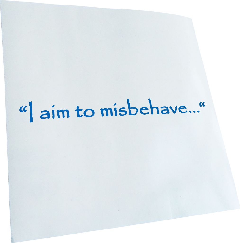 Kiwistar - Autoaufkleber - azurblau - 60 x 7 cm - I aim to Misbehave - Heckscheibenaufkleber - Aufkleber für Auto Kfz Fahrrad, LKW, Truck Mofa