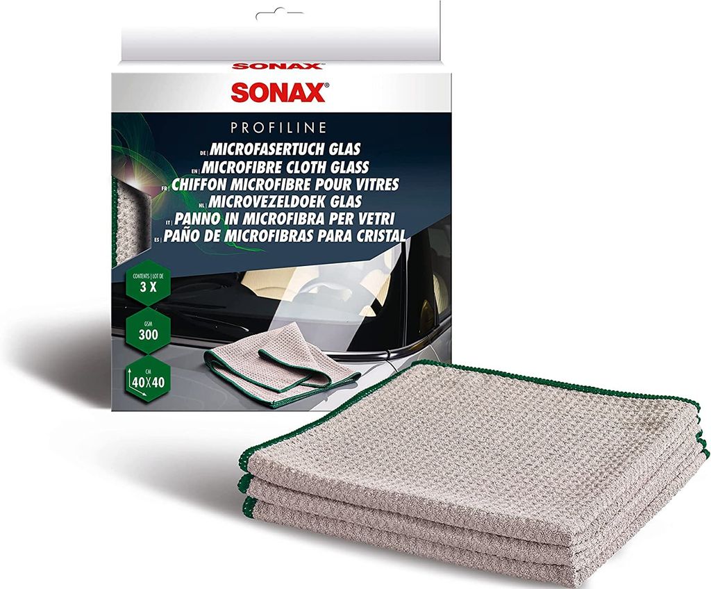 SONAX Ściereczka z mikrofibry do szkła (pudełko 3 szt.) Zdjęcie produktu 