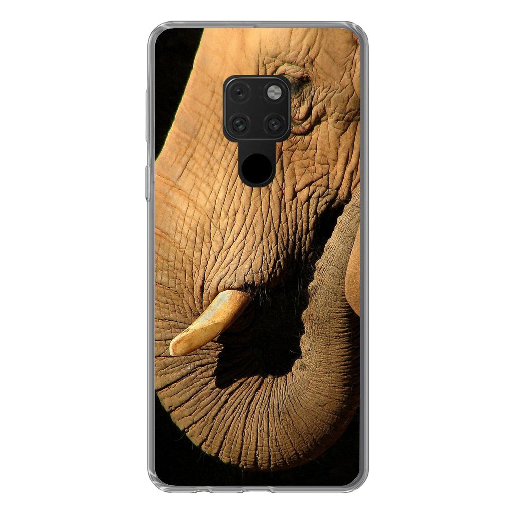 MuchoWow Handyhülle Schutzhülle Hülle für Huawei P40 Lite Elefant - Tiere - Nahaufnahme - Schwarz Silikon Softcase Handy Hülle - Handy