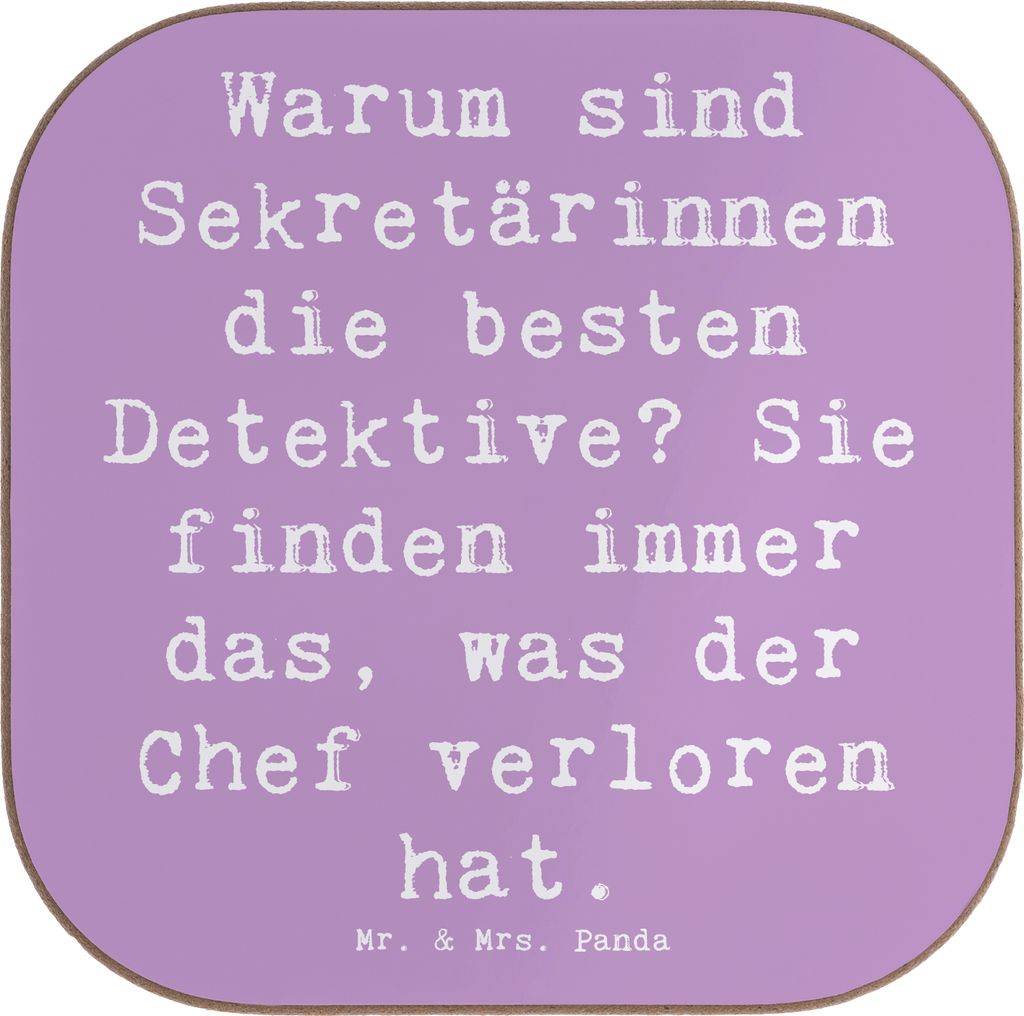Mr. & Mrs. Panda Tischuntersetzer Spruch Sekretärin Detektiv - Lavendeltraum - Geschenk, Organisationstalent, Holzuntersetzer, Geschenke für Beru...
