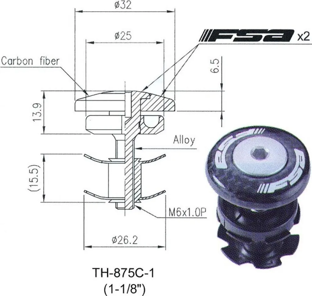 Kit écrous à griffes FSA Carbon 1 1/8' vis alu pour pivot de fourche