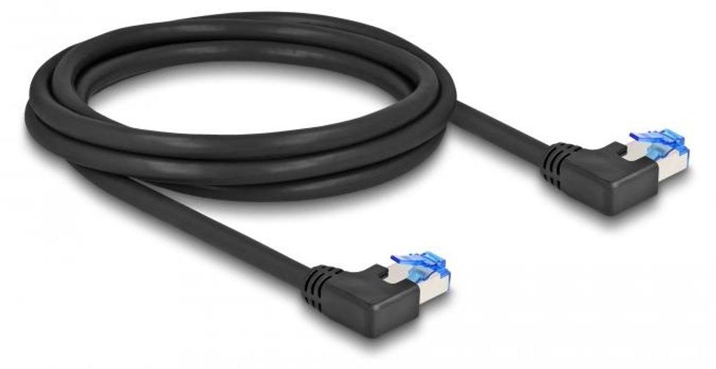 Delock RJ45 Netzwerkkabel Cat.6A S/FTP links gewinkelt 2 m schwarz