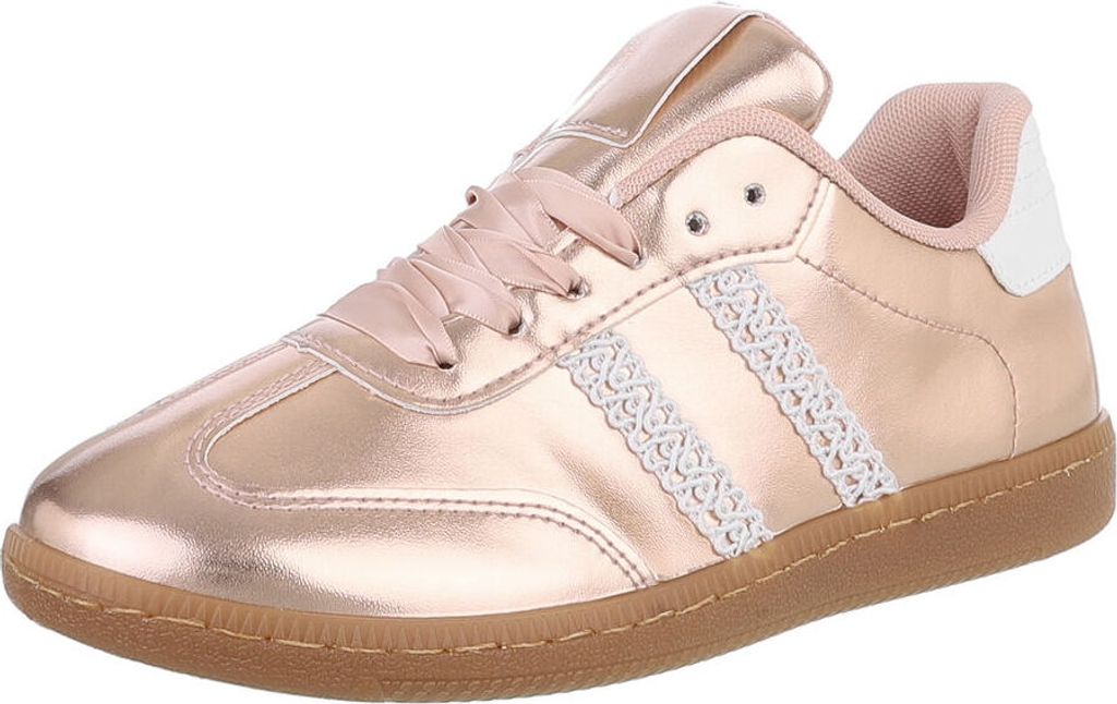 Ital-Design Damen Freizeitschuhe Textiloptik, Lederoptik Sneakers Low 88828516 Champagner Gr. 40