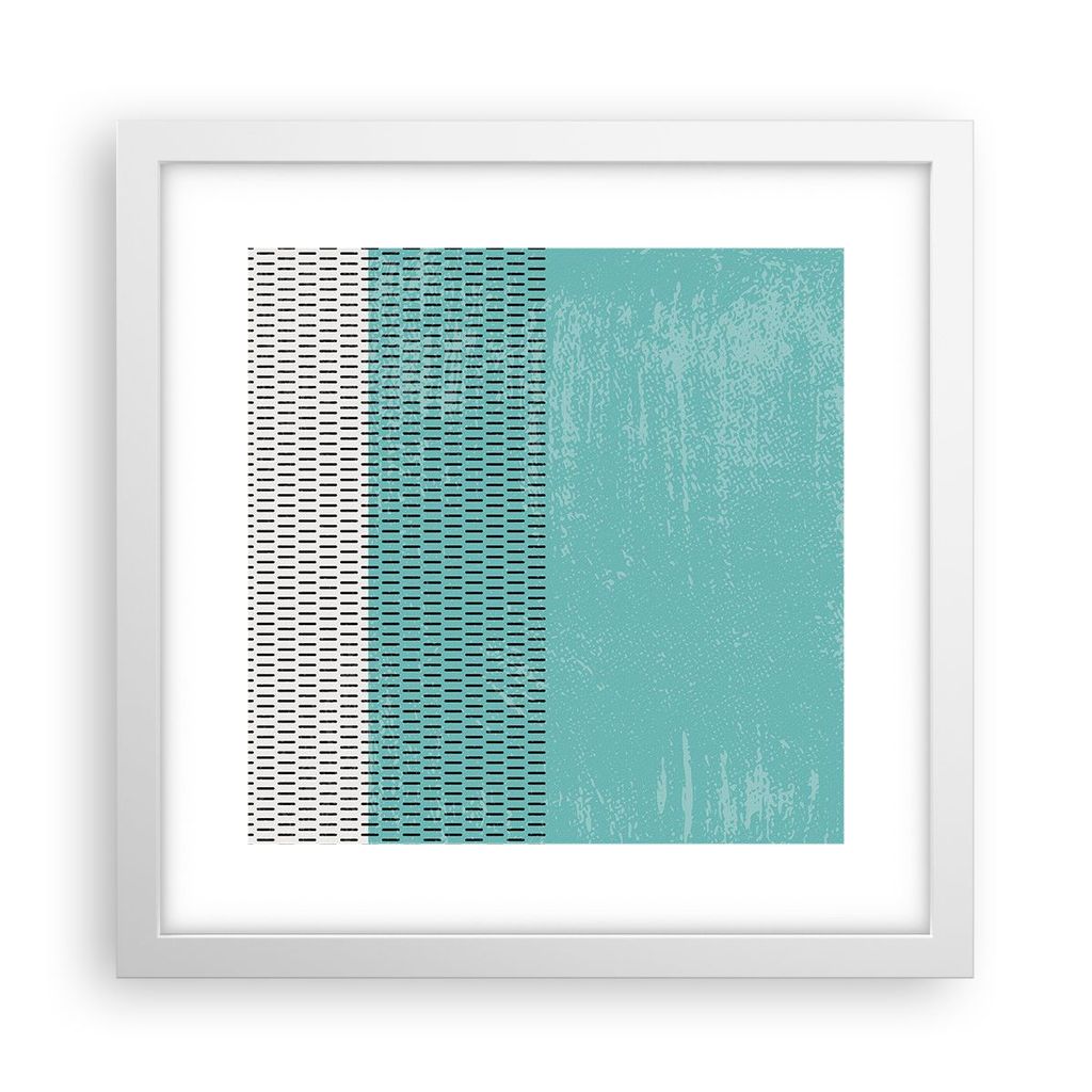 Gerahmtes Poster - Weißer Rahmen - Abstraktion Modern Striche - 30x30 cm - Wand Bild - Wanddeko - Wandbilder - Kunstposter - Wandposter - Bilderra...