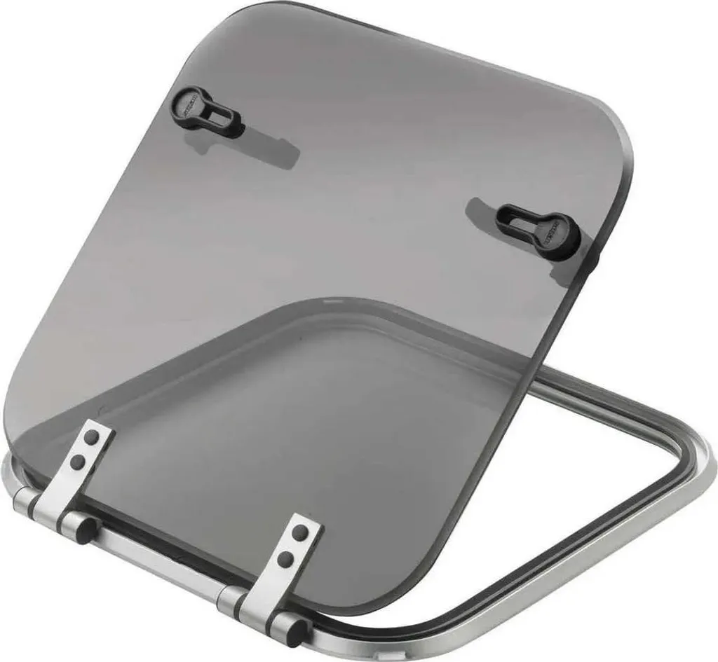 Trappe transparente argentée 471x471 mm Vetus Planus ultra-basse