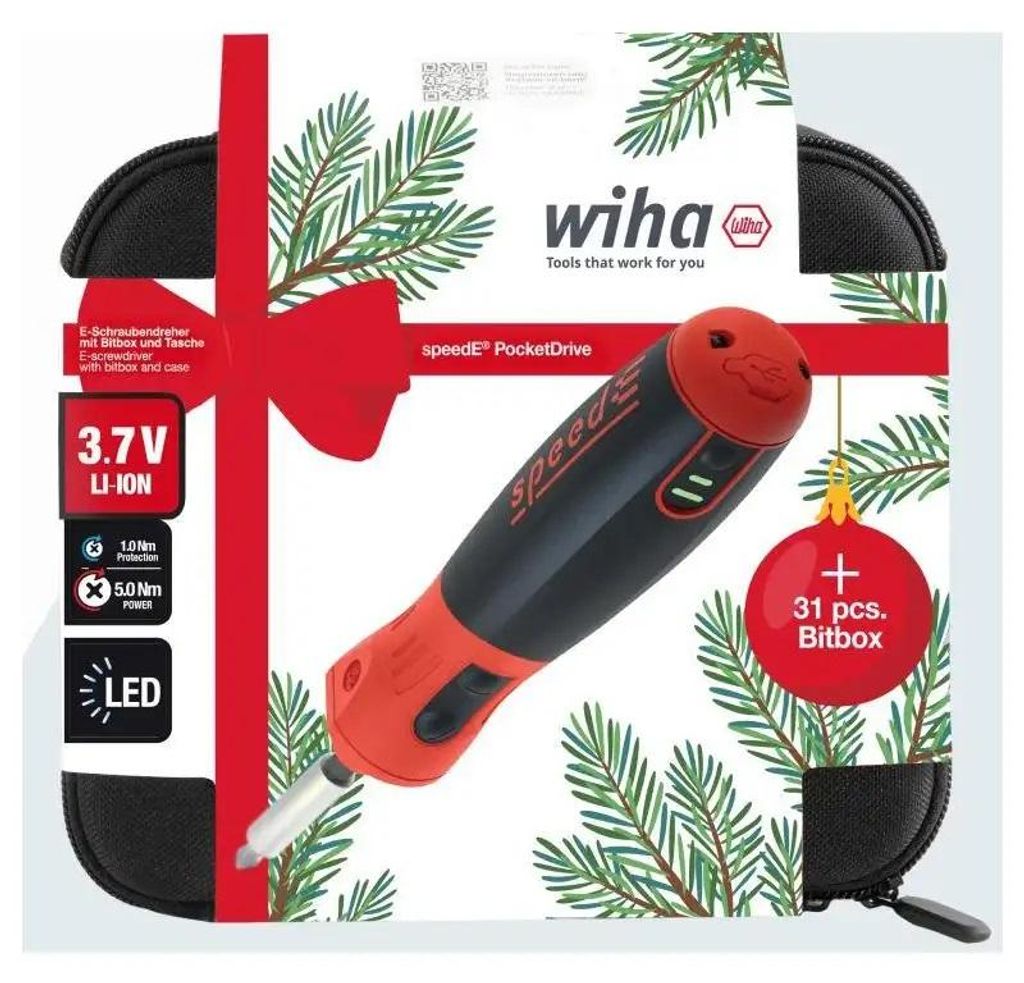 Schraubendreher 3,7 V Speed-E Pocket Drive+Bits Weihnachtsverpackung – Wh 47183