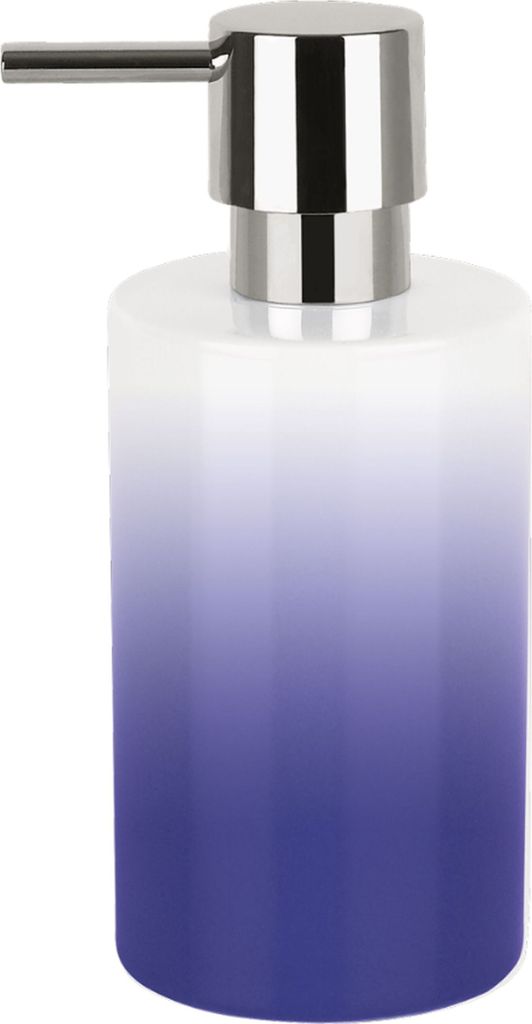 Spirella Seifenspender "Tube" | mit Pumpe | Flüssigseifen-Spender | Porzellan | 300ml | Langliebig und Robust | Blau / Weiß