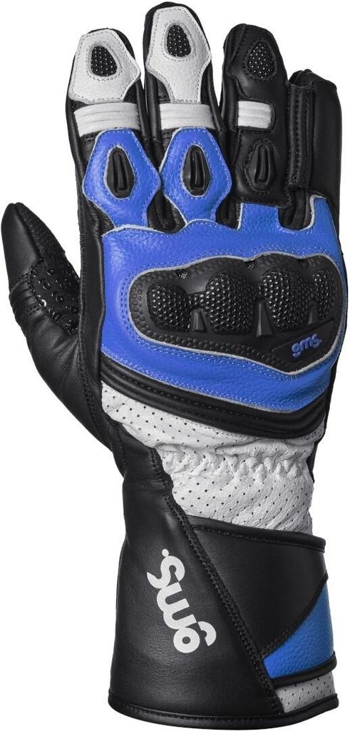GMS GR-1 SF perforierte Motorrad Handschuhe, schwarz/weiß/blau, XL