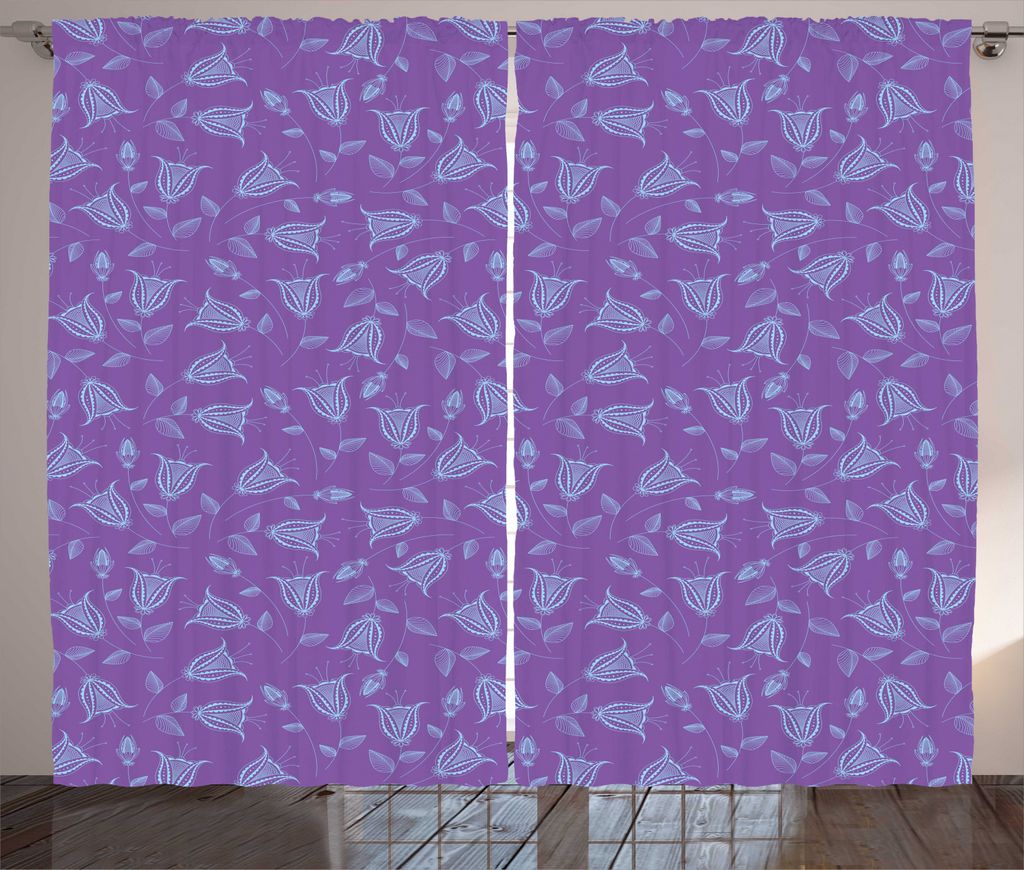 ABAKUHAUS Violett Rustikaler Vorhang, Tulip wie abstrakte Blumen, Wohnzimmer Universalband Gardinen mit Schlaufen und Haken, 280 x 225 cm, Pale Lil...