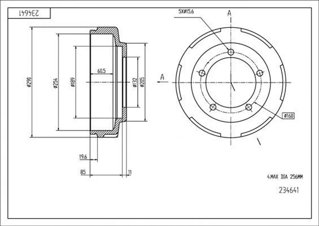 Tambour de frein HART 234 641 pour Transit - Qualité OE 4540218