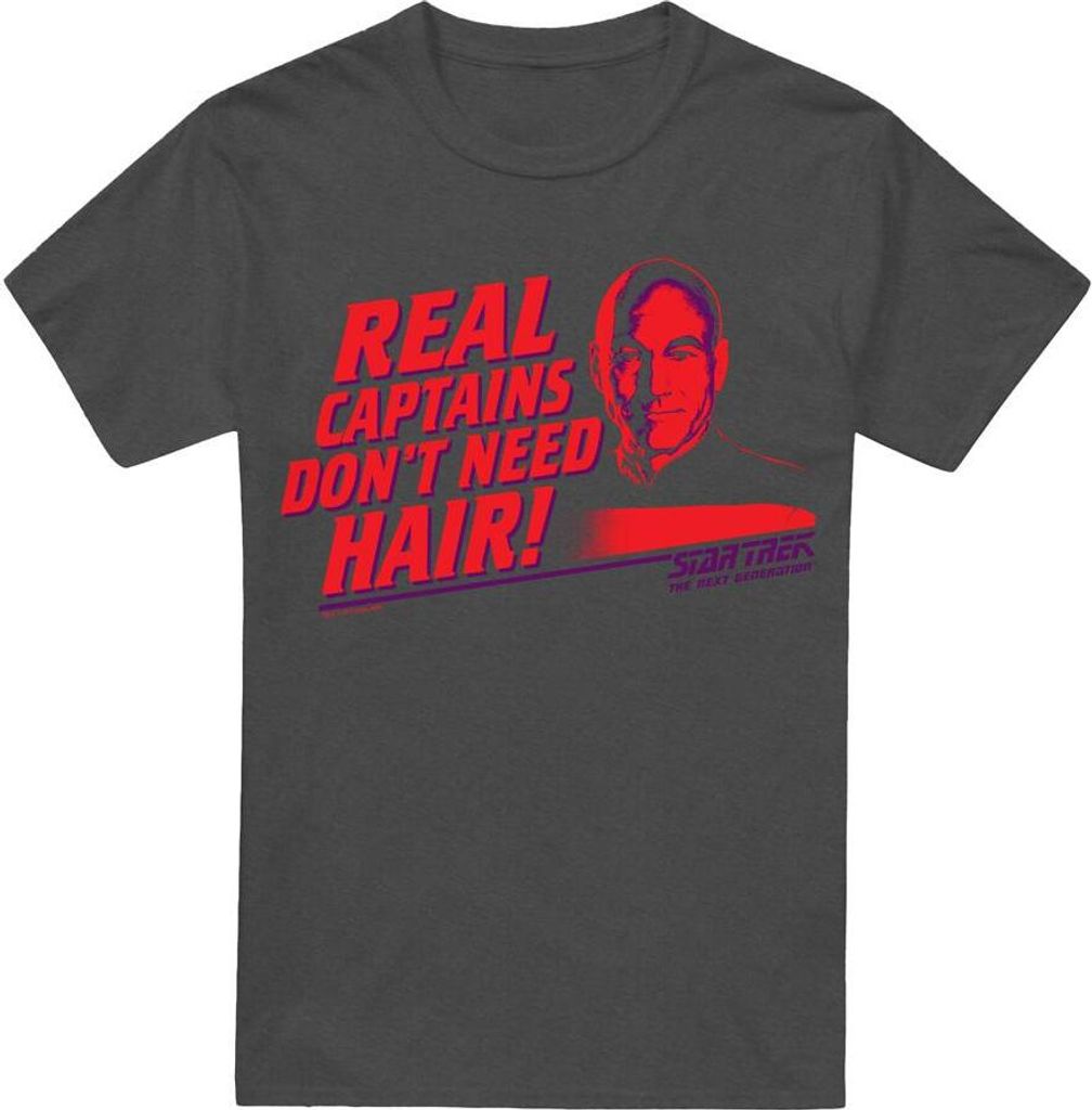 Star Trek - "Real Captain" T-Shirt für Herren/Damen Uni TV18228 (3XL) (Holzkohle)