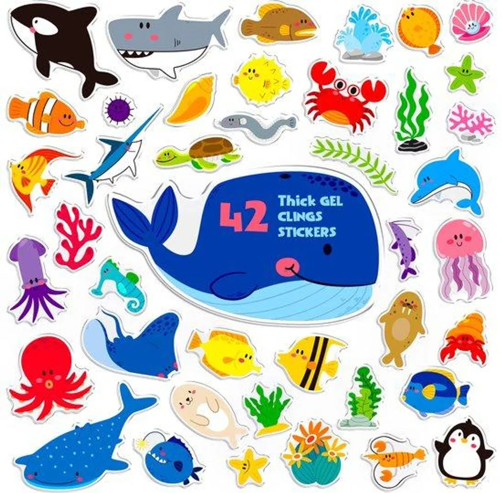 Autocollants Fenêtre Poissons Gel pour Décoration Chambre Enfant et Crèche