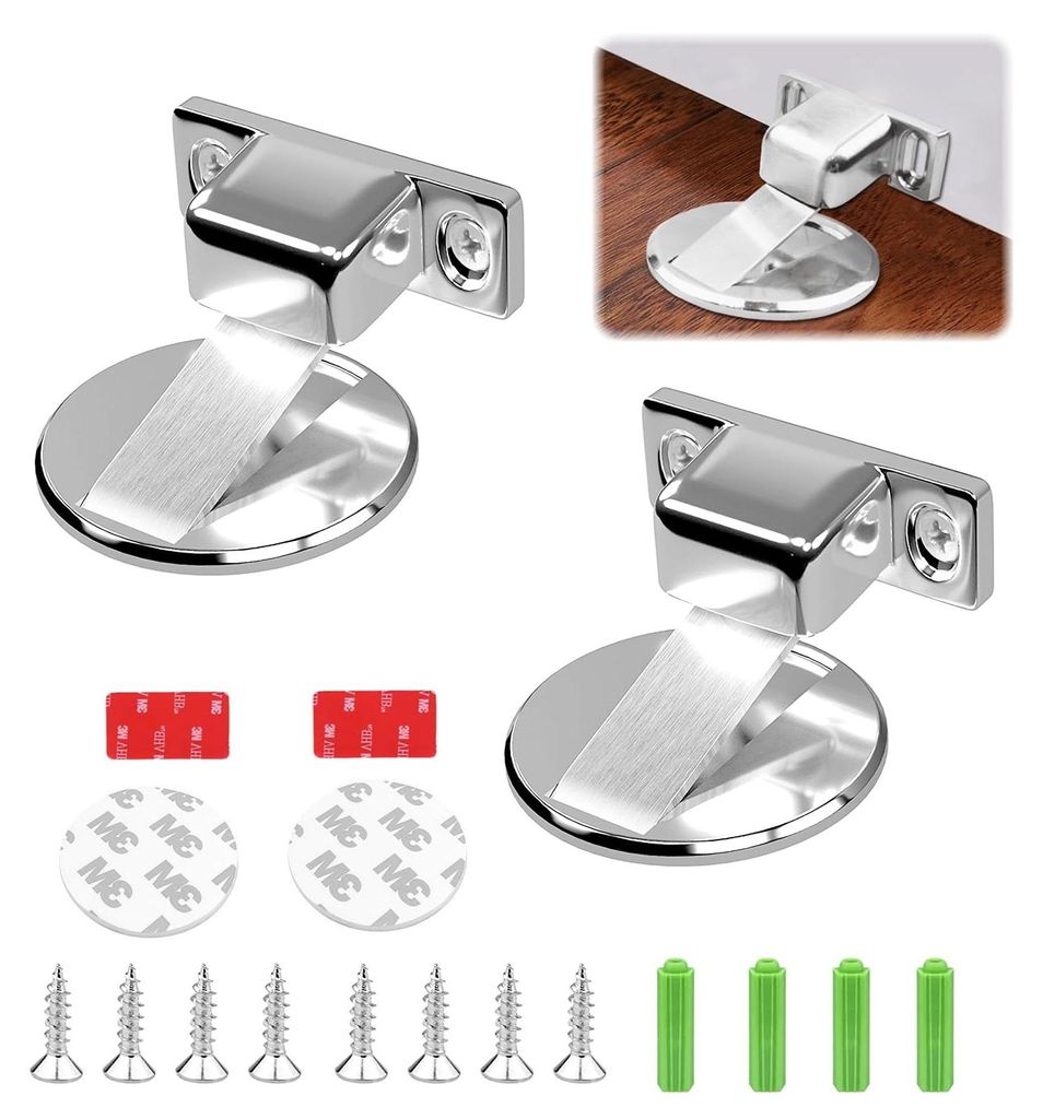 2 magnetische Türstopper, unsichtbare Türstopper, magnetische Türverschlüsse aus Zinklegierung zur Bodenmontage, magnetischer Türverschluss mi...