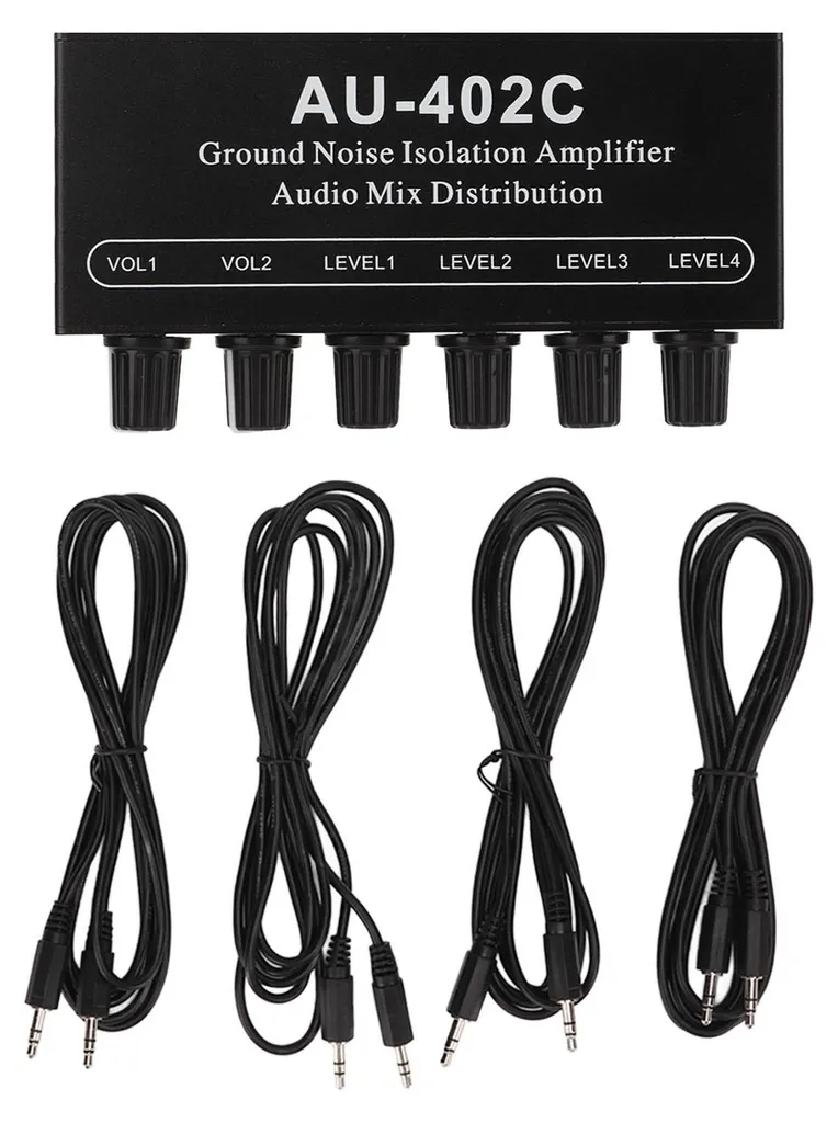 Sélecteur de source audio 4 vers 2 avec amplificateur et réduction bruit