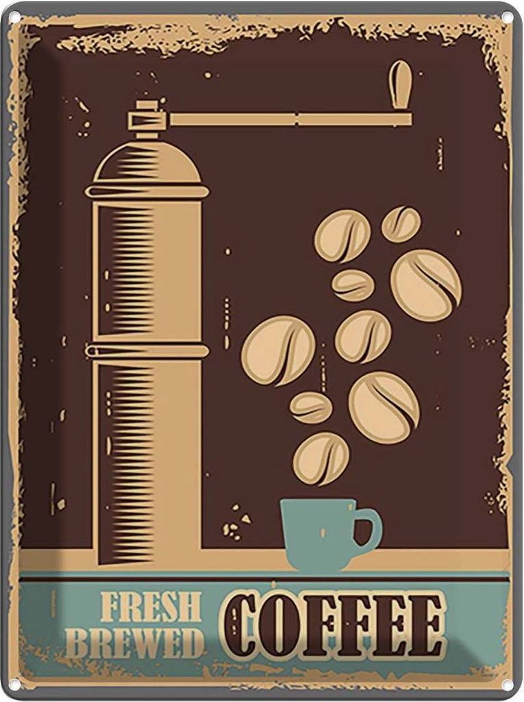 vianmo Blechschild 40x30 cm Kaffee Coffee fresh brewed Essen Trinken