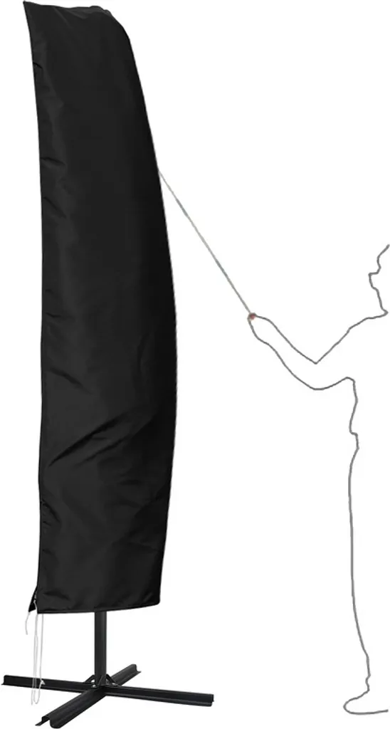 Housse de parasol anti-UV en polyester noir robuste pour la terrasse
