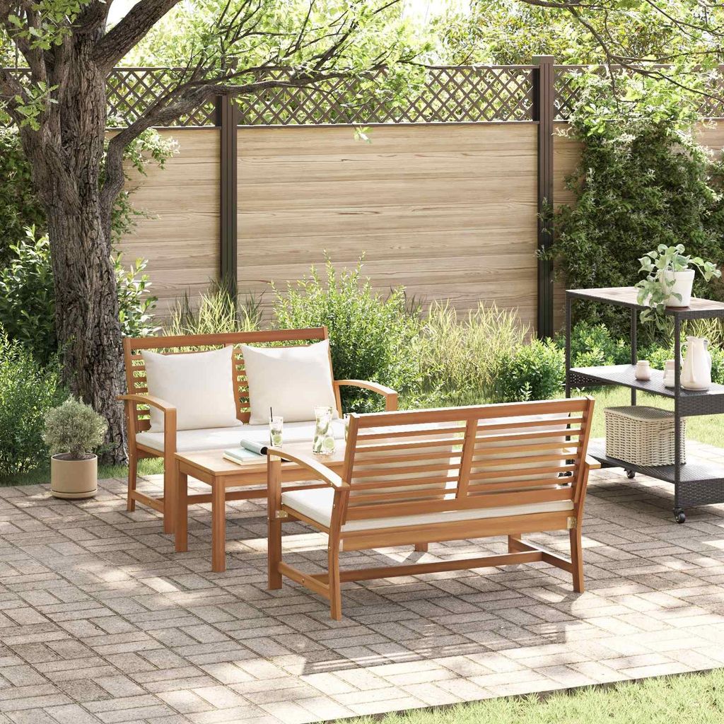 Maison Exclusive - Gartensofa-set 3 pcs Natur Massivholz Teak