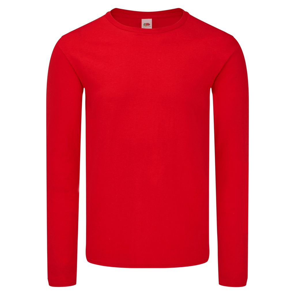 Fruit Of The Loom Iconic Maglietta Uomo | 100% Cotone, Girocollo, Taglie S-5XL, Colore: Rosso XL
