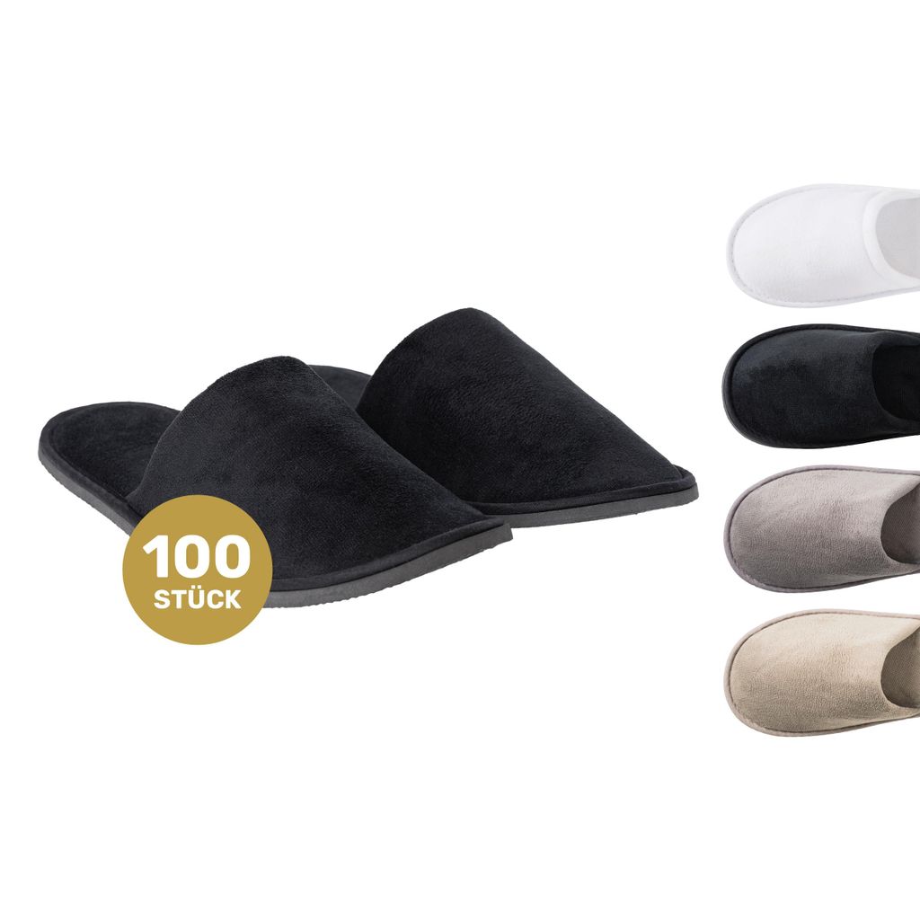 Lavea® Premium 100er Set Hotelslipper aus Velours – Schwarz Produktbild 