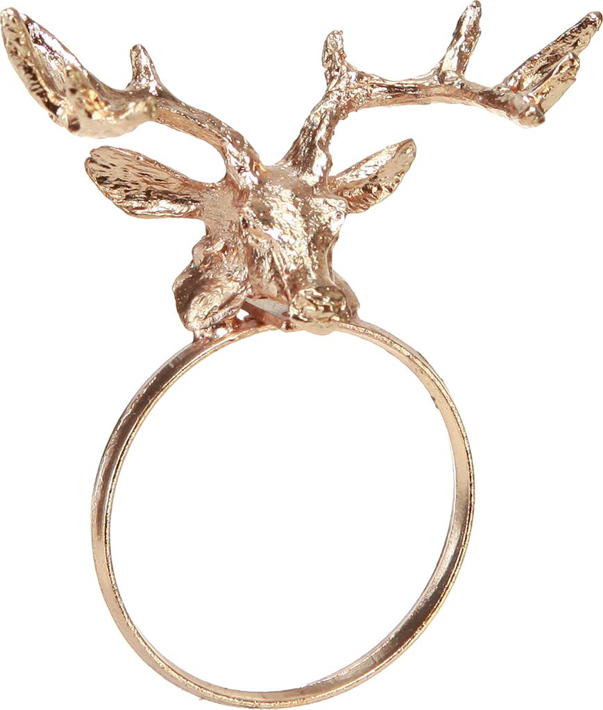 Serviettenringe Hirschkopf 3,7x5,5x3cm Metall 4er Set Gold Produktbild 4
