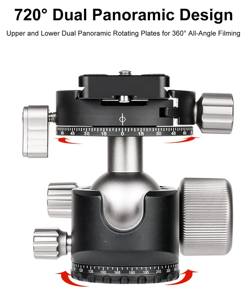 Rotule de trépied stable 40mm contre les vibrations pour reflex et DSLR