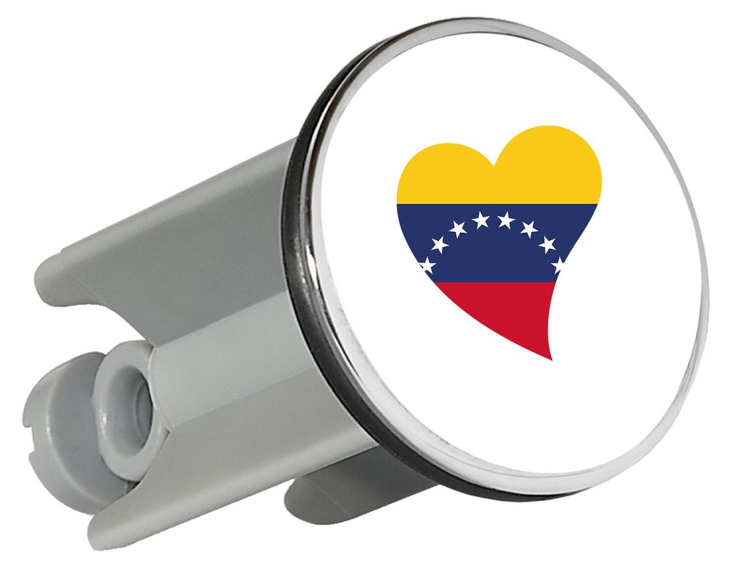 Huuraa Waschbeckenstöpsel Venezuela Flagge Herz 4cm höhenverstellbar Abflussstopfen Geschenkidee