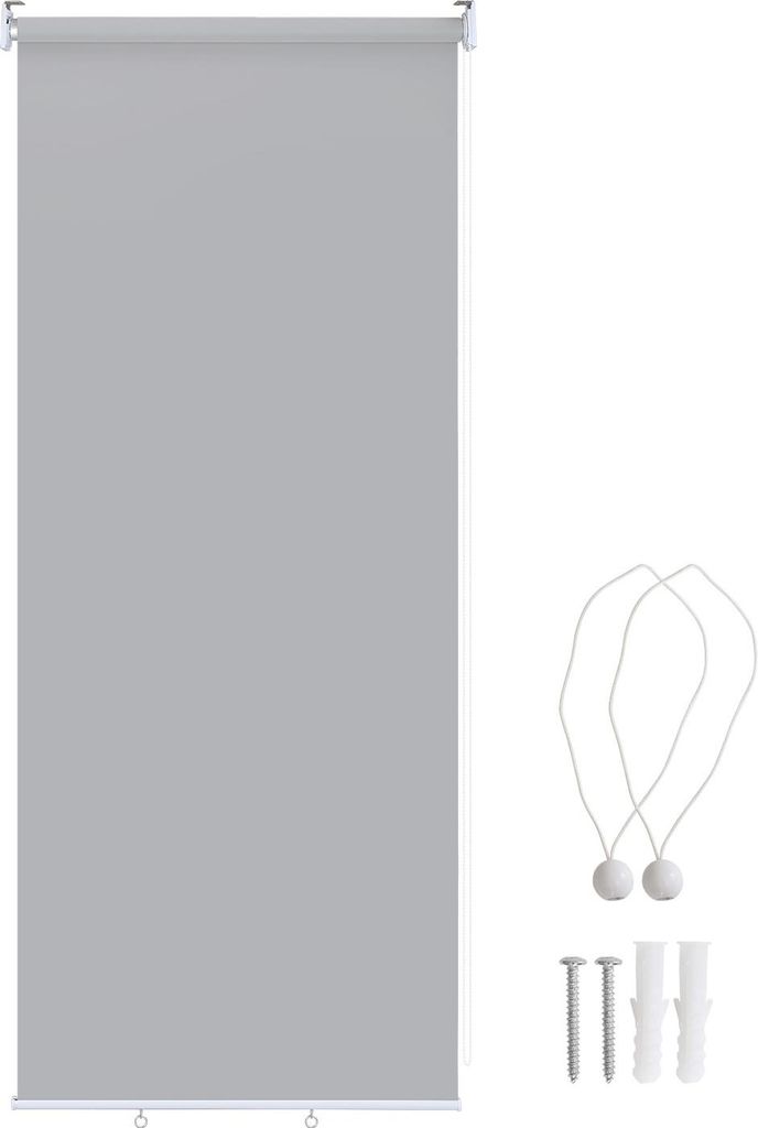 Faziango Senkrechtmarkise 180x140 cm Balkonrollo Hellgrau UV Schutz Sonnenschutz Sichtschutz wasserdicht wetterfest Balkon Terrasse