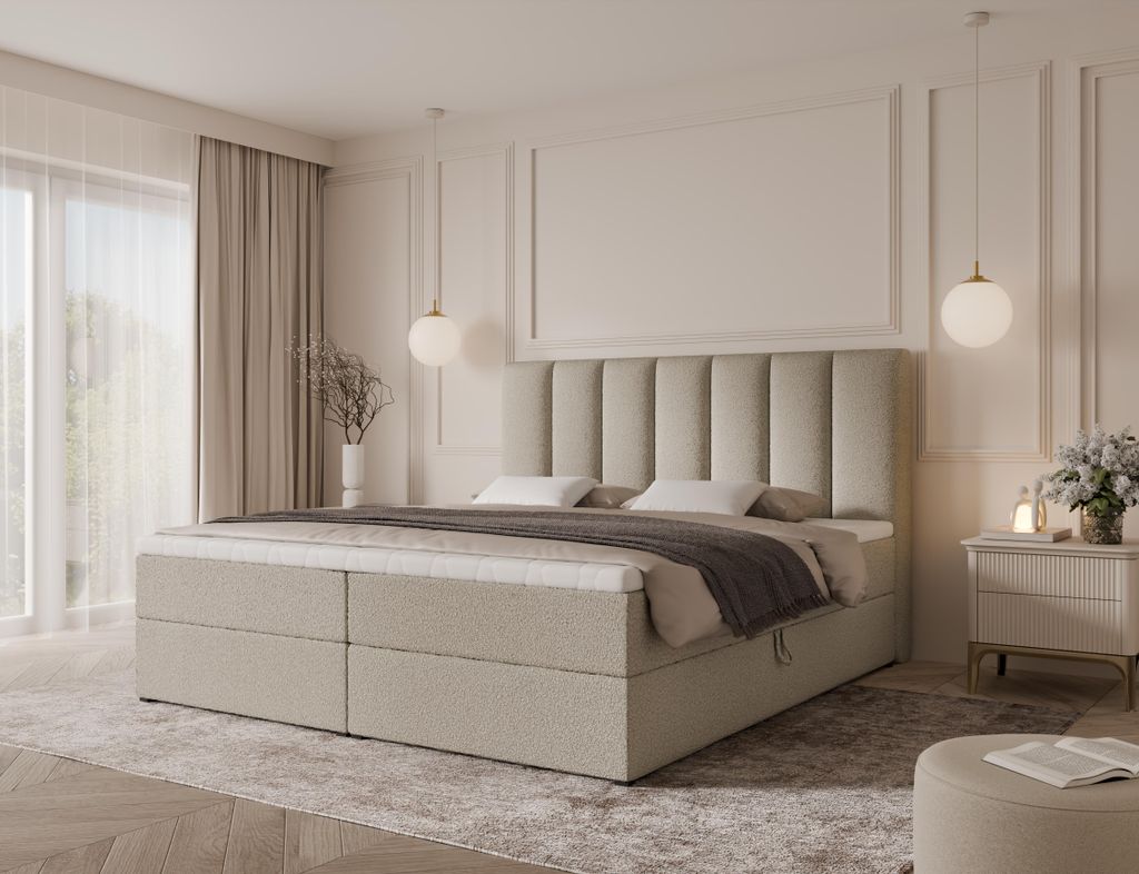 Emlar Boxspringbett Bella 180x200 - Bett mit Matratze und Topper - Boxspringbett mit Bettkasten und Matratze - Boxspringbett Creme (Quelle 06)
