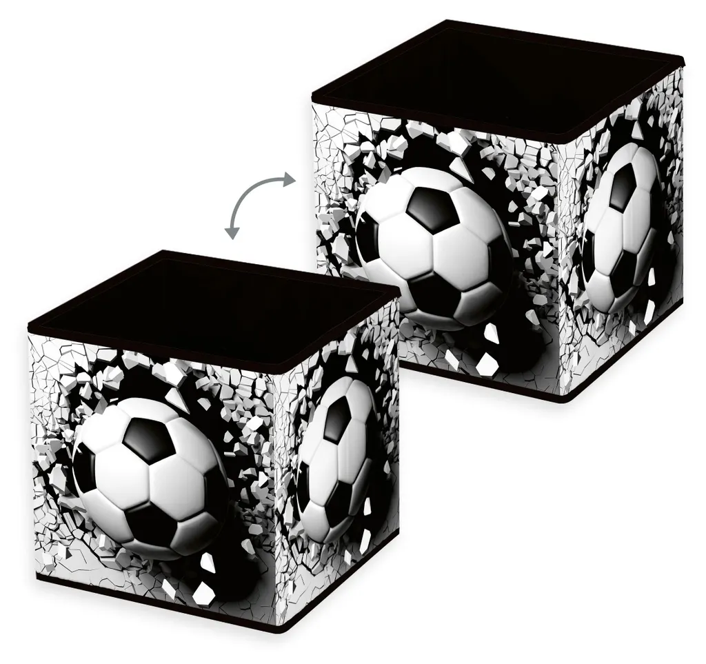 Boîte de rangement 30x30x30 football effet 3D relief Young Collection