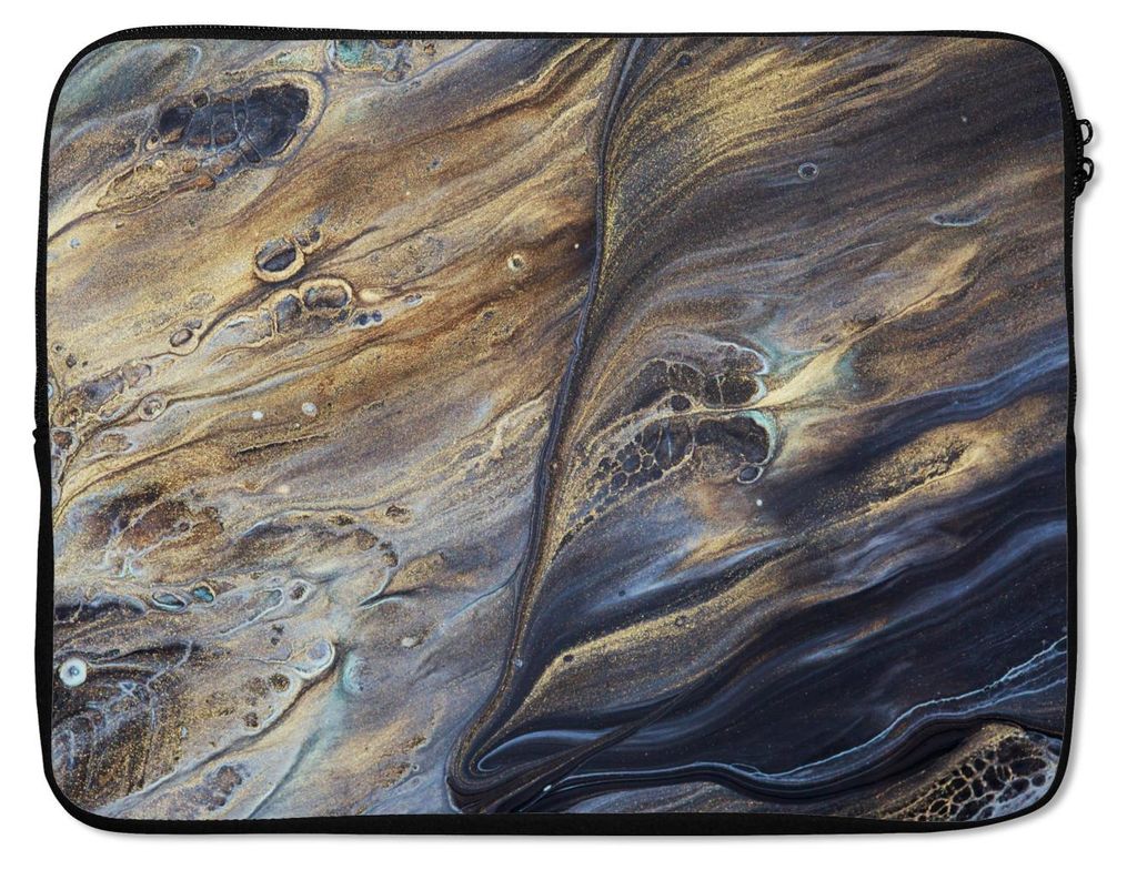 MuchoWow Laptop Hülle 15 Zoll Marmor - Gold - Aquarell - Textur - Marmoroptik Laptoptasche - Laptoptasche - Sleeve - Rundum-Schutz - Reisen zube...