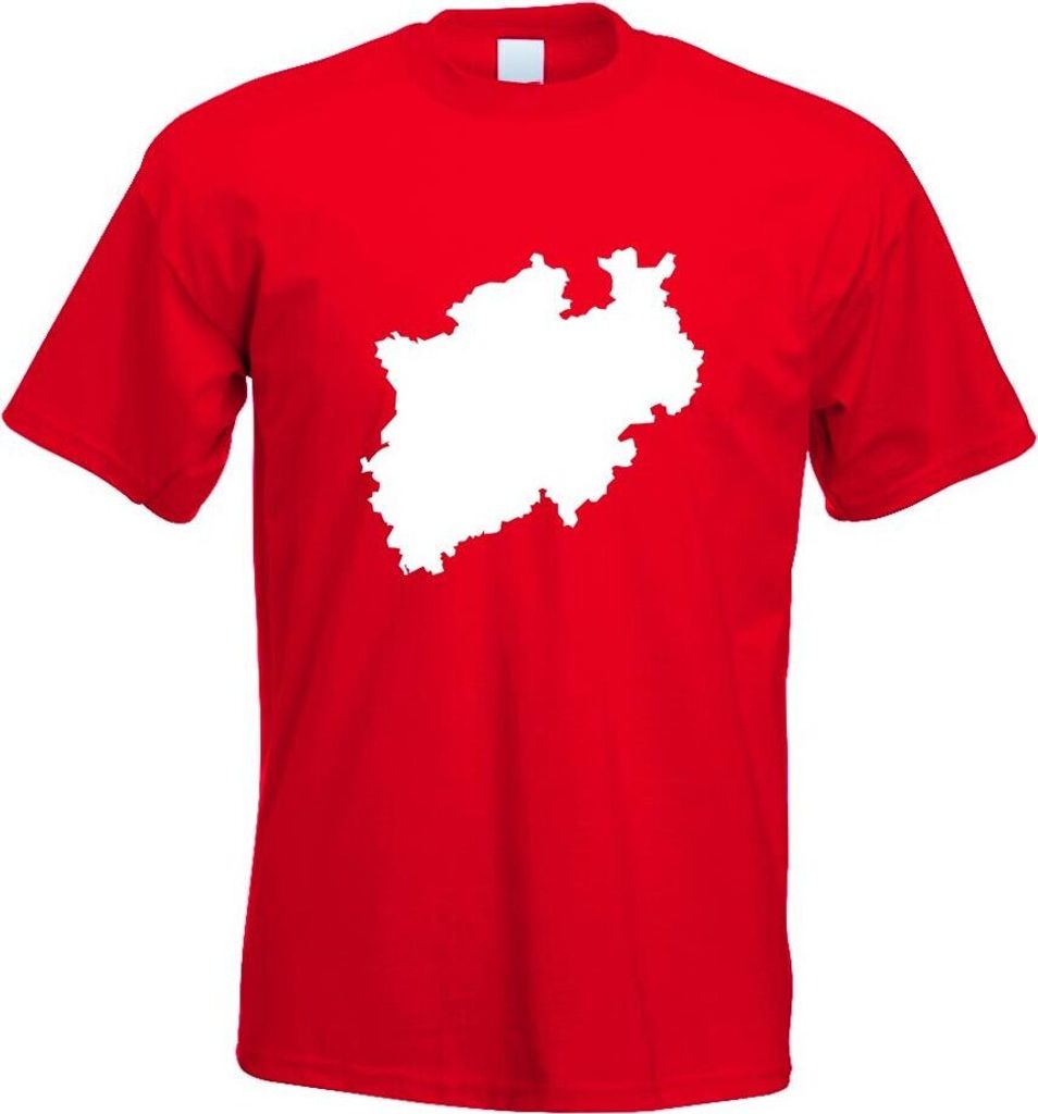 Kiwistar - T-Shirt - rot - Nordrhein - Westfalen Silhouette Motiv Bedruckt Funshirt Design Print - mit Motiv Bedruckt - Funshirt Design - Sport - F...