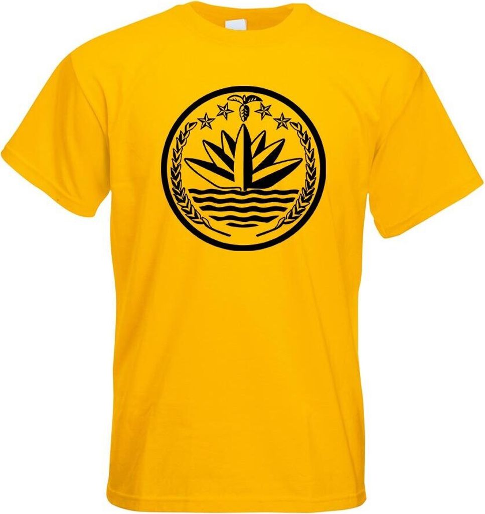 Kiwistar - T-Shirt - gelb - Bangladesch Wappen Motiv Bedruckt Funshirt Design Print - mit Motiv Bedruckt - Funshirt Design - Sport - Freizeit - Her...