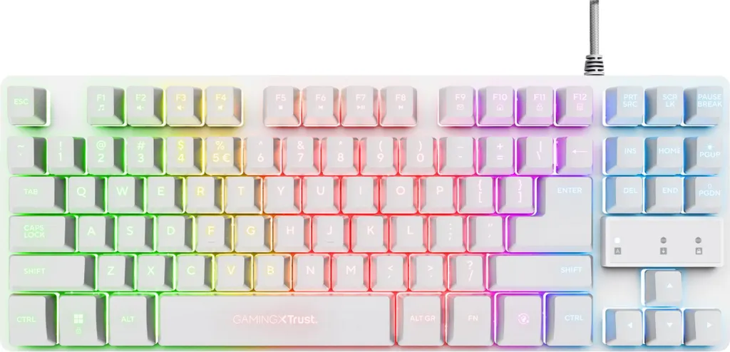 Clavier de jeu rétroéclairé Trust GXT 833W anti-ghosting blanc TKL - 2