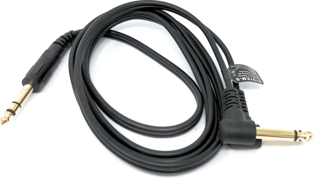 SYSTEM-S Audio Y Kabel 150cm 6,35mm Stereo AUX Klinke Stecker & Stecker zu Stecker Winkel